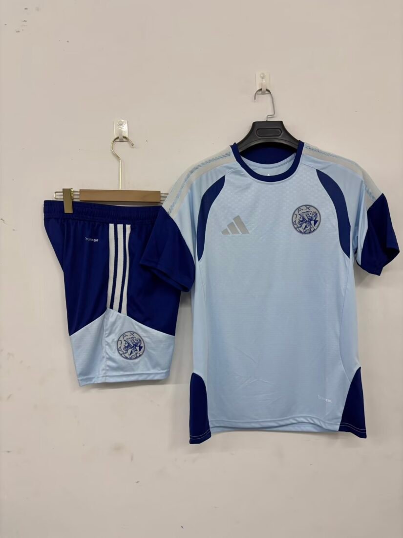 26-27 Ajax Sky Blue Short-Sleeve تدريب Shirt S-2XL 2