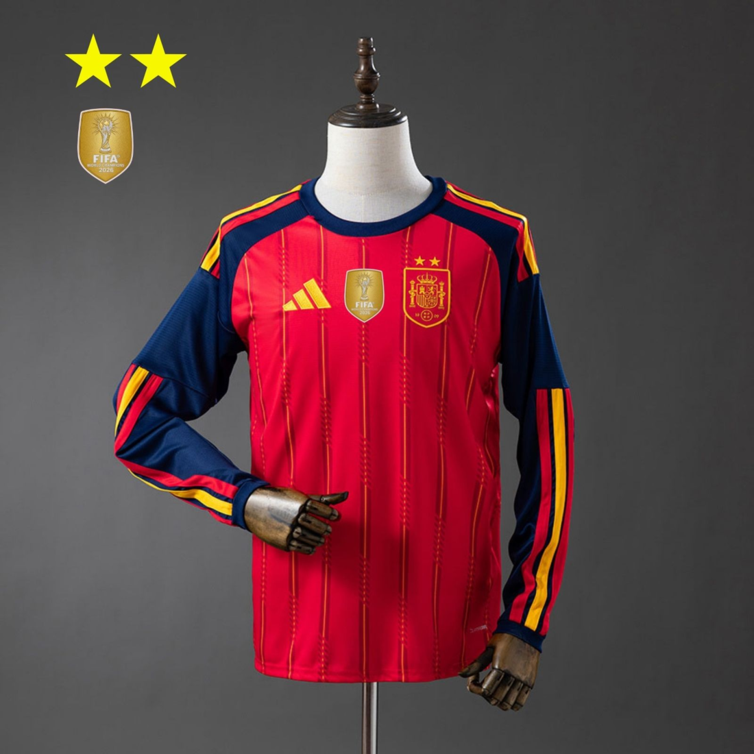 (26/27) Spain الأساسي 2-Star Champion Edition أكمام طويلة قميص S-3XL 11