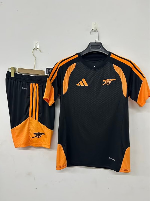 (26/27) Arsenal Black Short Sleeve تدريب قميص S-3XL 1
