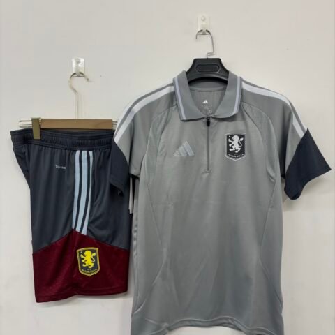(26/27) Aston Villa Light Gray Polo قميص Set S-3XL
