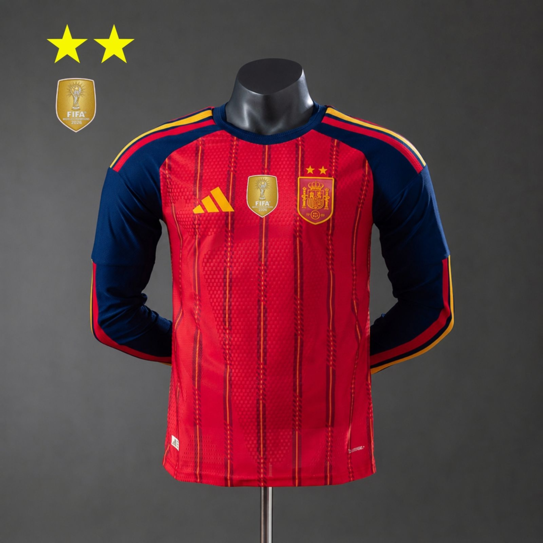 (26/27) Player Spain الأساسي 2-Star Champion Edition Long Sleeves قميص S-4XL 5