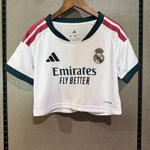 (26/27) Feminina Real Madrid Casa Cropped Camisa S-2XL