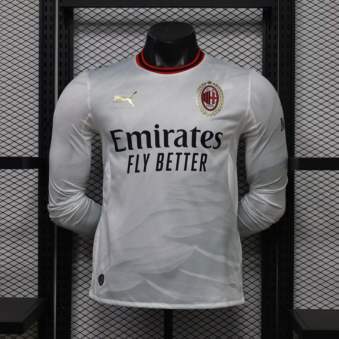26-27 AC Milan Version Joueur White Manches Longues Extérieur S-3XL 8