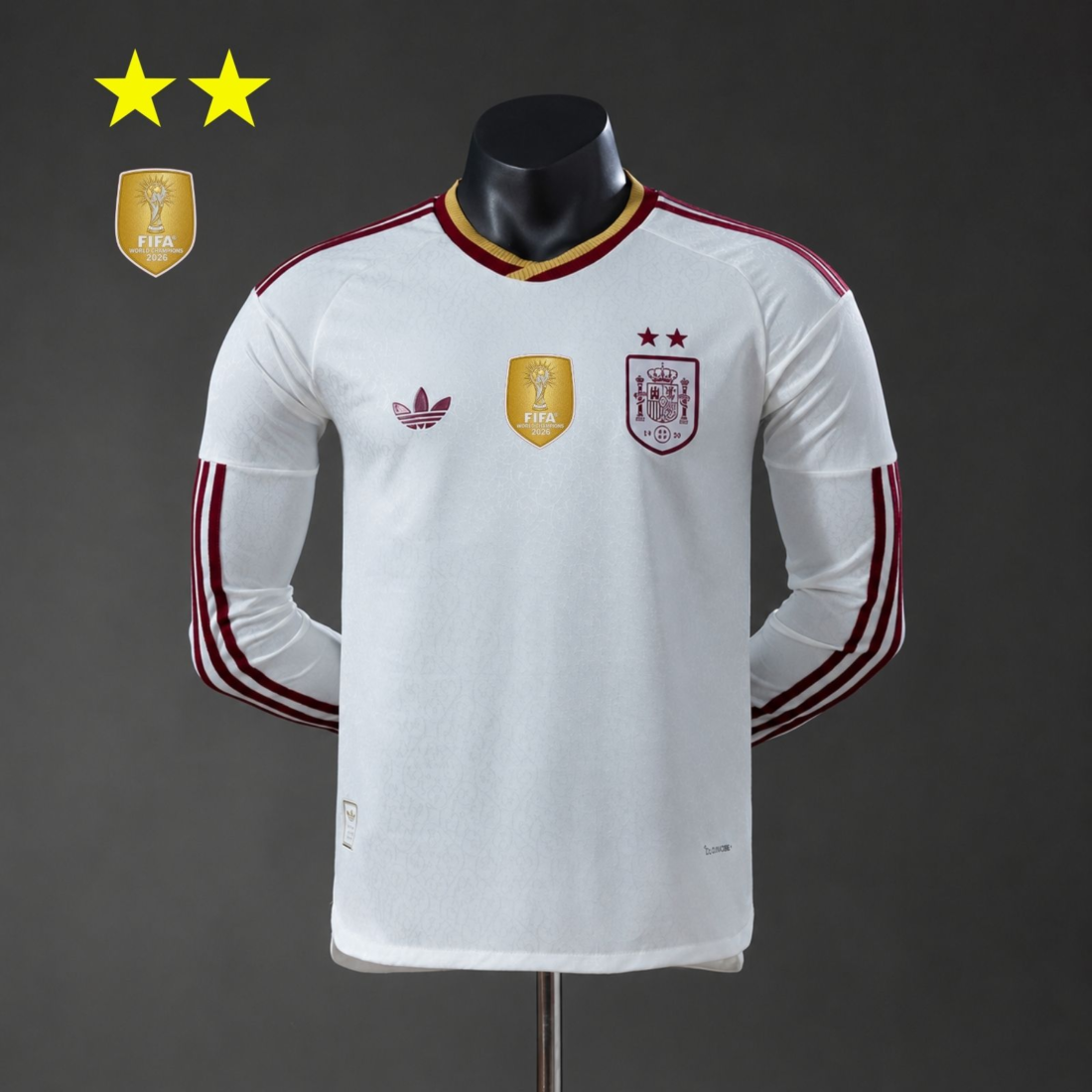 (26/27) Player Spain الاحتياطي 2-Star Champion Edition Long Sleeves قميص S-4XL 2