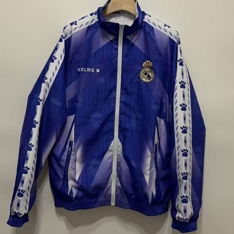 (96/97) Retro Real Madrid Trench Coat Reversible Windbreaker Double Sides Jacket S-3XL