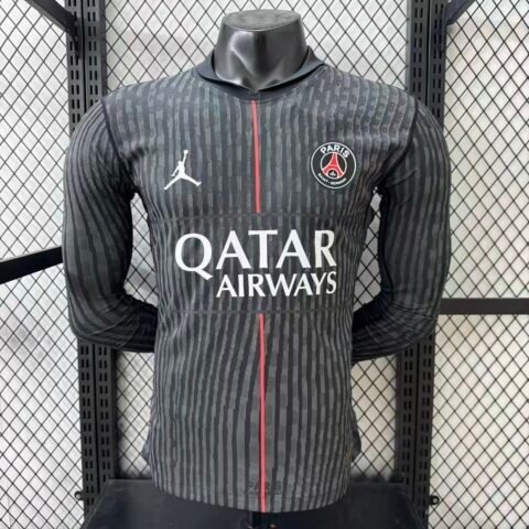 (25/26) PSG Player Jordan الرابع Black Long Sleeves S-2XL