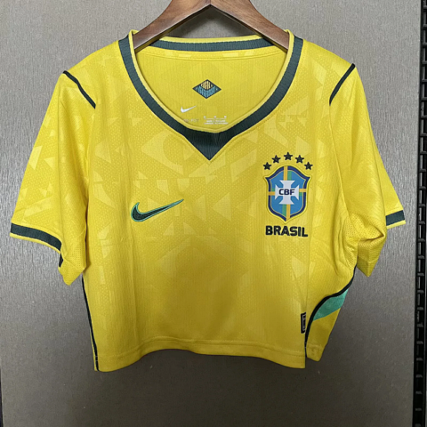 Feminina 2026 Brazil Casa Cropped Camisa Size Camisa de Futebol/Camisa de Futebol/Ca S-2XL