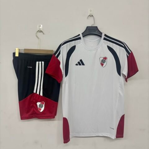(26/27) River Plate White Short-Sleeve تدريب قميص S-2XL